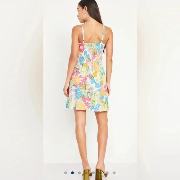 Old Navy Pink/Orange Floral Fit & Flare Cami Mini Dress - Picture 3 of 9